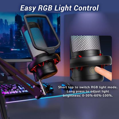 Gaming Microphone Set with Boom Arm, Vocal Condenser Microphone for PC with Stand, USB Mic with - photo 4