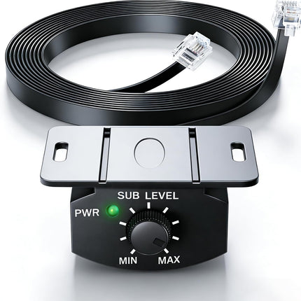 Universal Bass Control Knob, 16.4ft Extension Copper Core Cable with 4-Pin Subwoofer Volume Control, Easy Install,Compatible with Most Car Amplifier
