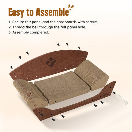 Cama rascador de cartón para gatos de interior, 26'', 1PC, marrón
