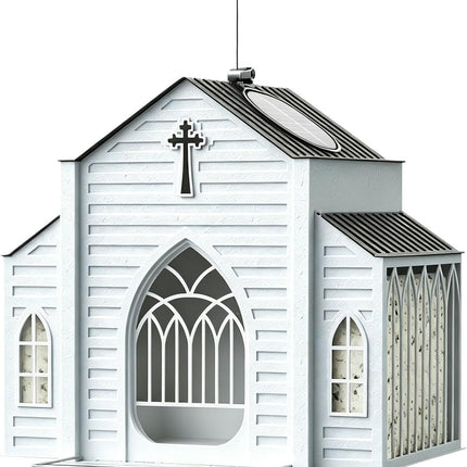 Church Shaped Bird Feeder with Solar Light Metal Hanging Outdoor Solar Bird Feeders Birds Feeding Station for Garden Yard Decor
