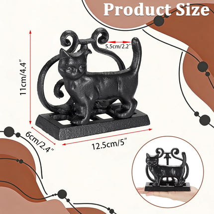 BTSKY Cast Iron Mail Organizer Countertop, Heavy Duty Desk Mail Holder for Letters & Documents, Vertical Envelope Sorter for Home Office, Bill Rack - Black, Cat Shape