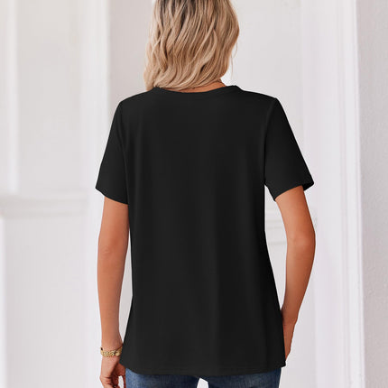Blusas de verano para mujer con cuello V y manga corta, elegantes y casuales
