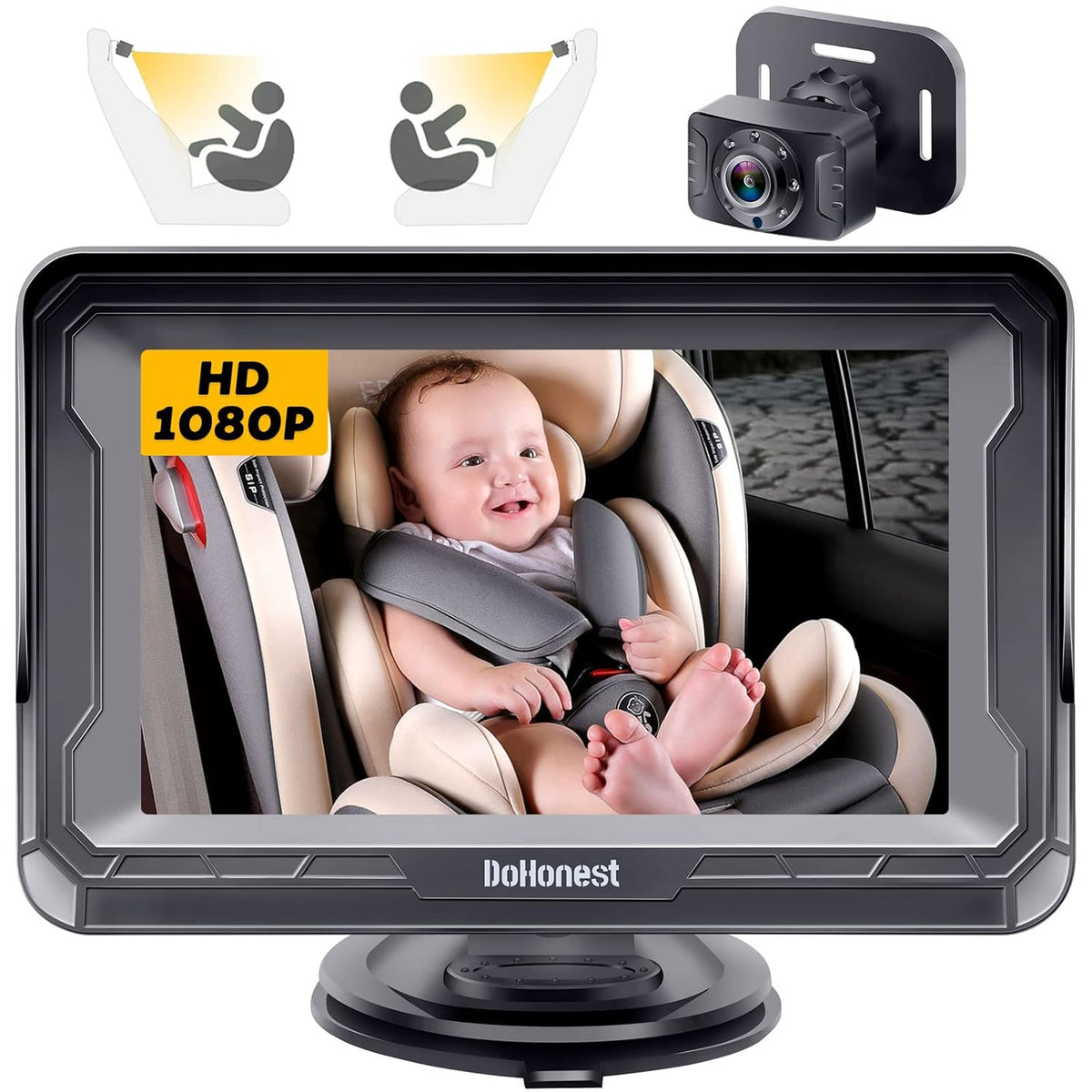 Baby Car Camera HD 1080P Rear-Facing Monitor with Night Vision