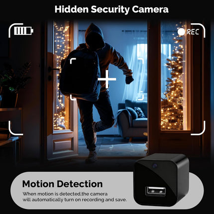 1080P Hidden Spy Camera USB Charger - Discreet WiFi Surveillance Camera with Motion Sensors, Night Vision, and App Connectivity for Home Monitoring
