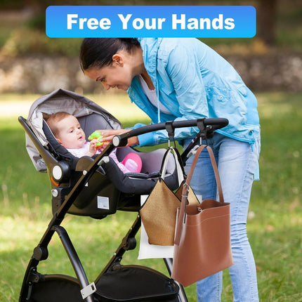 4 Pack Premium Non-Slip Stroller Hooks, Adjustable Carabiner Clips, Multifunctional Baby Stroller Accessories for Diaper Bags/Purses, Universal Fit for Strollers, Bikes, Wheelchairs & Walkers