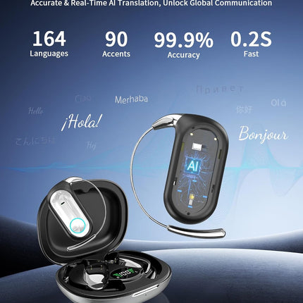 AI Translation Earbuds Real Time,164 Languages Translator Ear Buds,Audifonos Traductores Inglés Español,5-in-1 Translating Headphones/7 Modes/96H Translator Device for Travel Business Learning
