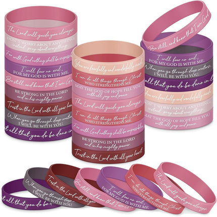 48 Pcs Bible Verse Christian Bracelets Silicone,Classic Color