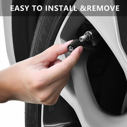 4pcs Tire Valve Stem Caps, Compatible with Honda Series Stem Cap Universal Car Air Cover Car Accessories for Cars, SUV, Truck, Motorcycles （Black）
