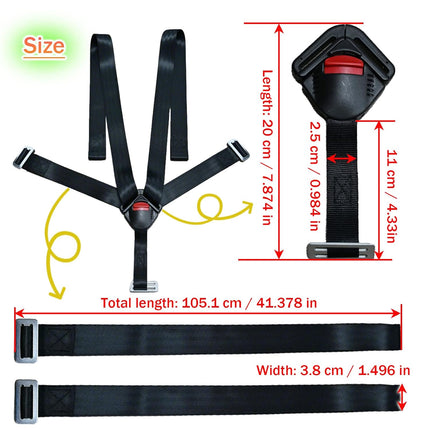 Universal 5 Point Child Seat Chest Harness with Locking Buckle Adjustable Straps Replacement for Child Highchair Stroller Pushchair