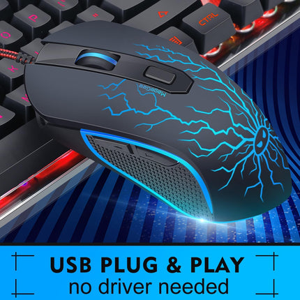 Gaming Keyboard and Mouse Combo, RGB LED Backlit Wired Keyboard with 104 Key Computer PC Gaming Keyboard for PC/Laptop (Black)