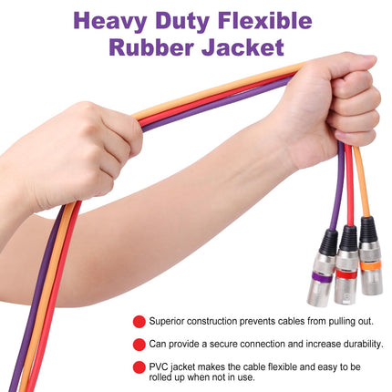 10 Pack XLR Cable 15ft Multicolor Male to Female Microphone Audio Cables