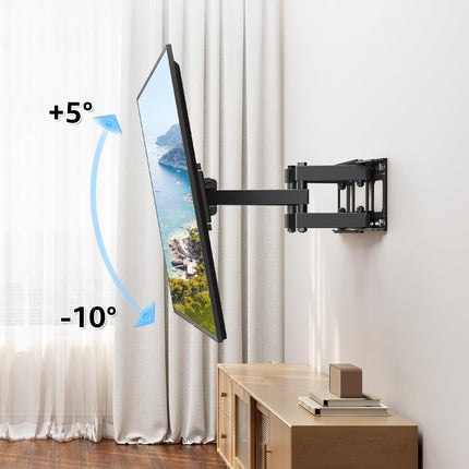 EconoMe TV Wall Mount for Most 32-65 inch Flat Screen/LED/4K TVs, TV Mount with Swivel and Tilt Articulating Dual Arms, Full Motion Wall Mount up to 16” Stud, Max VESA 400X400mm, up to 99lbs