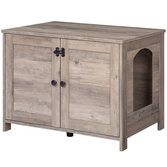 Arenero cerrado, mueble para caja de arena para gatos con divisor extraíble, mueble grande oculto para caja de arena, caseta de madera para gatos, mesa auxiliar, 31" L x 17.5" An x 19.7" Al, Greige BG03MW01G2