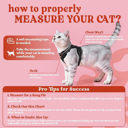 rabbitgoo Cat Harness and Leash for Walking, Escape Proof Soft Adjustable Vest Harnesses for Cats, Easy Control Breathable Reflective Strips Jacket, Black, XS