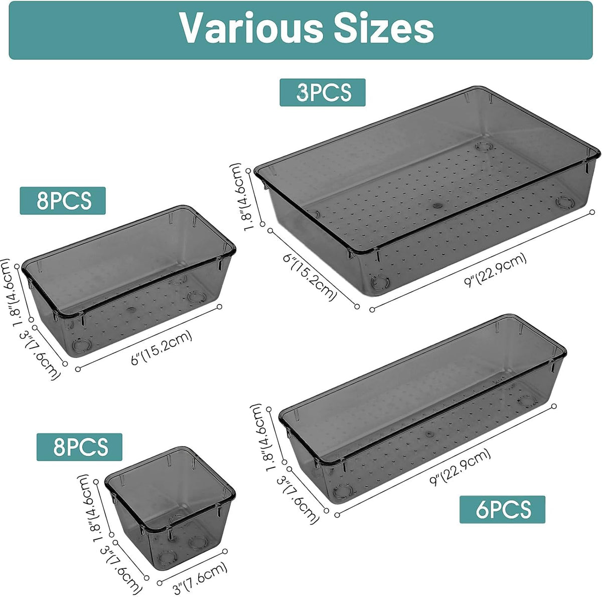 25 PCS Plastic Drawer Organizer Set, Desk Drawer Divider Organizers and Storage Bins for Makeup - photo 2