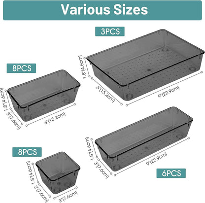 25 PCS Plastic Drawer Organizer Set, Desk Drawer Divider Organizers and Storage Bins for Makeup - photo 2