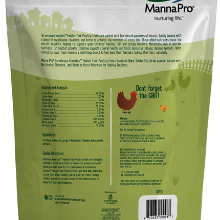 Manna Pro Farmhouse Favorites Feather Flair Poultry Treat, High Protein Chicken Treat with Methionine, Biotin & Thiamine, Supports Strong, Vibrant Feathers, for Chickens, Ducks, Turkeys & More, 2 lbs