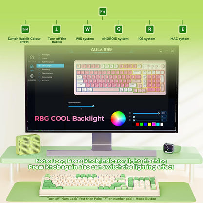 Green Tri-Mode Wireless Gaming Keyboard with Number Pad - photo 4