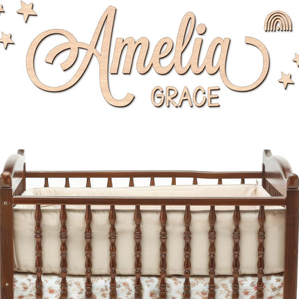 Personalized Name Sign for Nursery - Custom Wooden Name Signs for Kids Room, Personalized Nursery Name Sign - Perfect Baby Room Decor, Wall Name Decoration & Wedding signs, Family Name Signs (First Name & Middle Name)