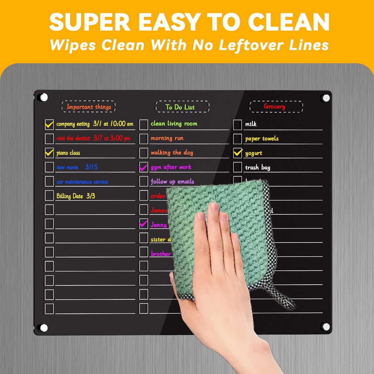 Acrylic Magnetic Dry Erase Board for Fridge - 12"x10"Magnetic - photo 3