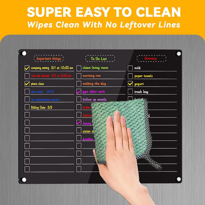 Acrylic Magnetic Dry Erase Board for Fridge - 12"x10"Magnetic - photo 3