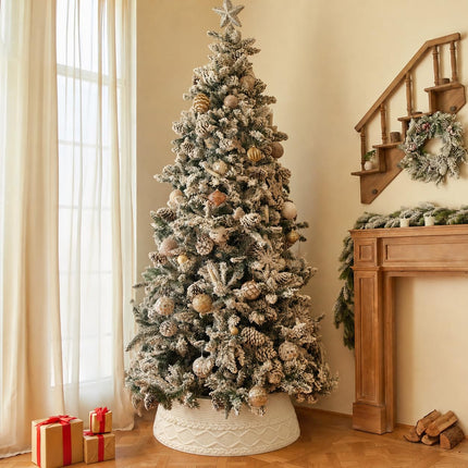 Knit Christmas Tree Collar, Christmas Tree Skirt, Cream, 23-30 in