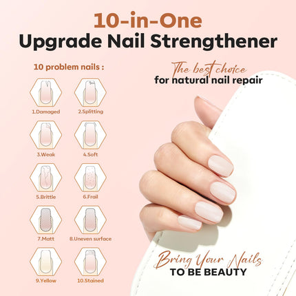 modelones Nail Strengthener, Milky White Nail Polish Nail Repair for Damaged Nails Hardener Air Dry Nail Growth Polish Natural Nail Concealer Foundation Gifts for Women 15ml