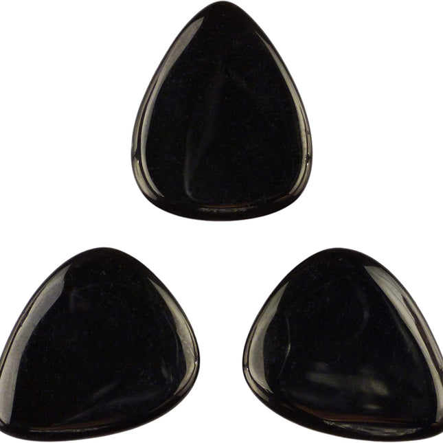 Black Obsidian Volcanic Glass Guitar or Bass Picks, 3.0 mm Ultra Heavy Gauge, 351 Shape, 3 Pack