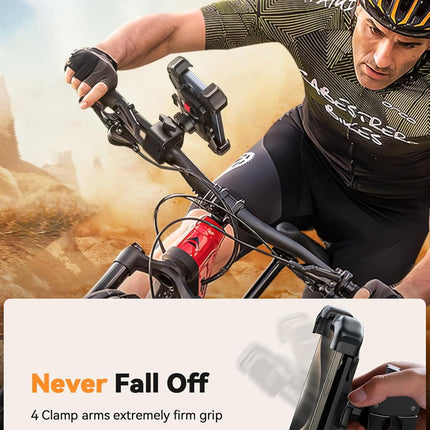 Motorcycle Phone Mount, [1s Auto Lock][100mph Military Anti-Shake] Bike Phone Holder for Bicycle, [10s Quick Install] Handlebar Phone Mount, Compatible with iPhone, Samsung, All Cell Phone
