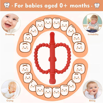 Fu Store Hollow Teether Tube 2 Pack Apple Shape Chew Straw Sensory Toy for Infant Toddlers Silicone Tubes Teething Toys for Babies 0-6 0-12 0-36 Months Gifts Teething Relief Soothing Gums (Red Green)