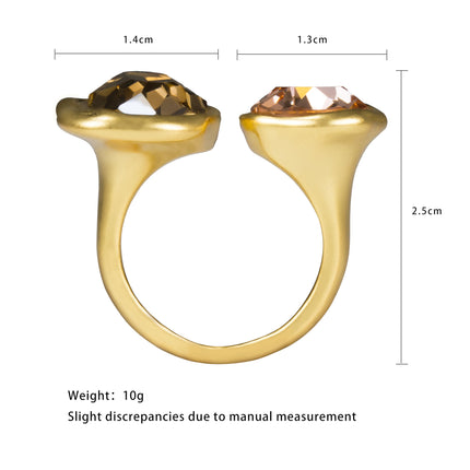 Open Statement Ring Cocktail Ring Cubic Zirconia Crystal Gemstones Antiqued Gold Plated Adjustable Open Band Vintage Jewelry for Women