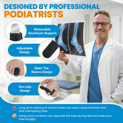Hammer Toe Straightener - 2Pcs Hammer Toe Corrector for Women & Men - Toe Splints Relief for Hammer, Bent, Curled, Broken Support - Toe Wraps for Standing, Resting, Walking