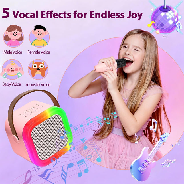 K-Pop Karaoke Machine with Bluetooth Mini Speaker and 2 Wireless Microphones