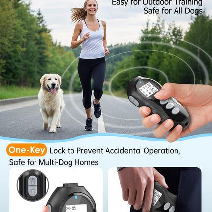 Dog Shock Collar with Remote Control for Dogs 10–120lbs, IPX7 Waterproof Dog Training Collar with Security Lock, 4 Safe Training Modes, Rechargeable Long Battery Life for Small Medium Large Dogs Bk