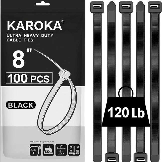 Zip Ties 8 inch Heavy Duty Zip Ties with 120 Pounds Tensile Strength