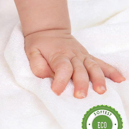 HIPHOP PANDA Baby Washcloths, Rayon Made from Bamboo - 2 Layer Ultra Soft Absorbent Newborn Bath Face Towel - Reusable Baby Wipes for Delicate Skin - White, 6 Pack