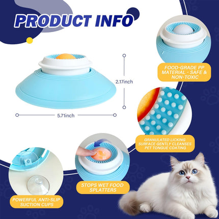 Cat Liquid/Wet Food Licking Bowl, Slow Feeding Pet Bowl, Cat Lick Ball Bowl, Non-Slip Design, Slow Eating, Pet Anxiety Relief Toy, Interactive Cat Bowl （Yellow Ball）