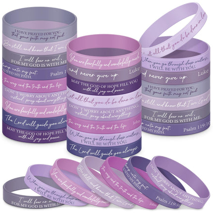 48 Pcs Bible Verse Christian Bracelets Silicone,Classic Color