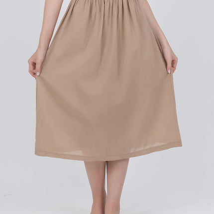 Cotton Half Slip Skirt, Women's Midi Length Underskirt with Elastic Waistband