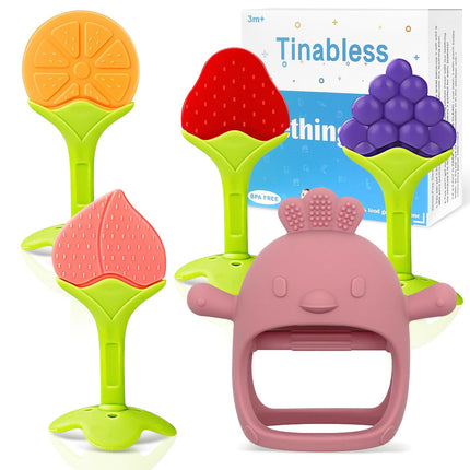 Teething Toys (5 Pack) - Infant Teething Keys Set, BPA-Free, Natural Organic Freezer Safe for Infants and Toddlers, Silicone Baby Teethers
