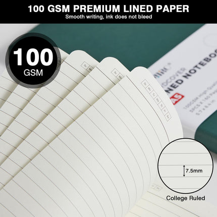 SourcetoHome (3 Pack) Lined Journal Notebook with Pen, A5 (5.7"x8.4") Leather Hardcover Journaling Notebooks for Women Men Work, 160 Pages per Note Book, 100GSM Paper, School Office Supplies, Black - General - detail view 2