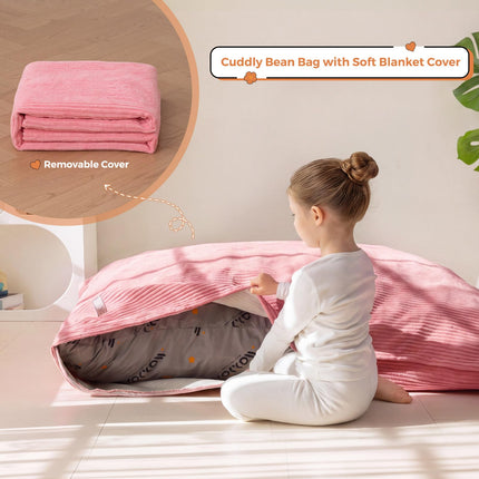 3 in 1 Kids Bean Bag Chair, Comfy Floor Sofa with Removed Cover