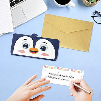Happy Birthday Money Envelope for Cash,Birthday Card Money Holder with 6 Slots,Surprise Gift for Men Women Girls Boys,Money Gift Idea.(Penguin)