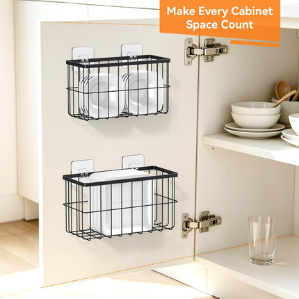 2-Pack Adhesive Cabinet Door Organizer, 5.9" Inside Cabinet Storage
