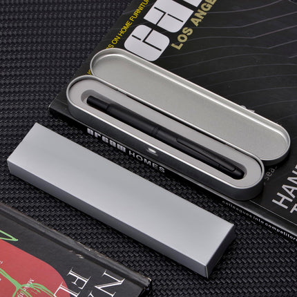 Jinhao 10 Press Fountain Pen with Box, Matte Black Retractable Fine Nib with Converter Set (Clip Version)