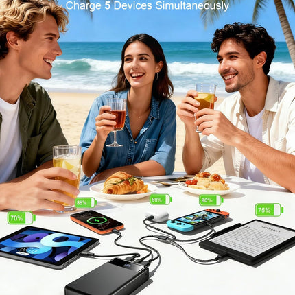LILIO Portable Charger Power Bank，60,000mAh Battery Pack, 22.5W Power Bank Fast Charging with USB Cable, Phone Charger for iPhone 17/16/15/14/13 All Series/Samsung/Android, Camping Essentials, Black