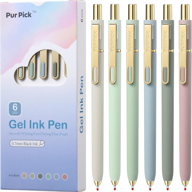 Gel Pens Black Ink Pens for Office 6 Pack, 0.7mm Point Pen Smooth Writing
