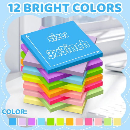(24 Pads) Sticky Notes 3x3 in Post, 12 B - product image
