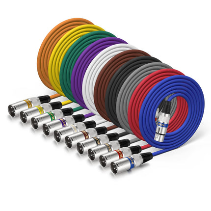 XLR Cable 15ft 4 Pack - 3 Pin Balanced Male to Female Mic Cable