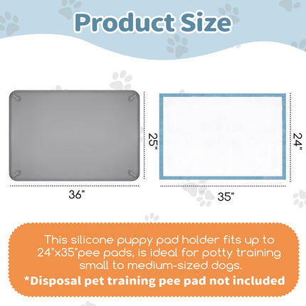 Silicone Puppy Pad Holder Tray with Clips, Fits 24" x 35" Pads